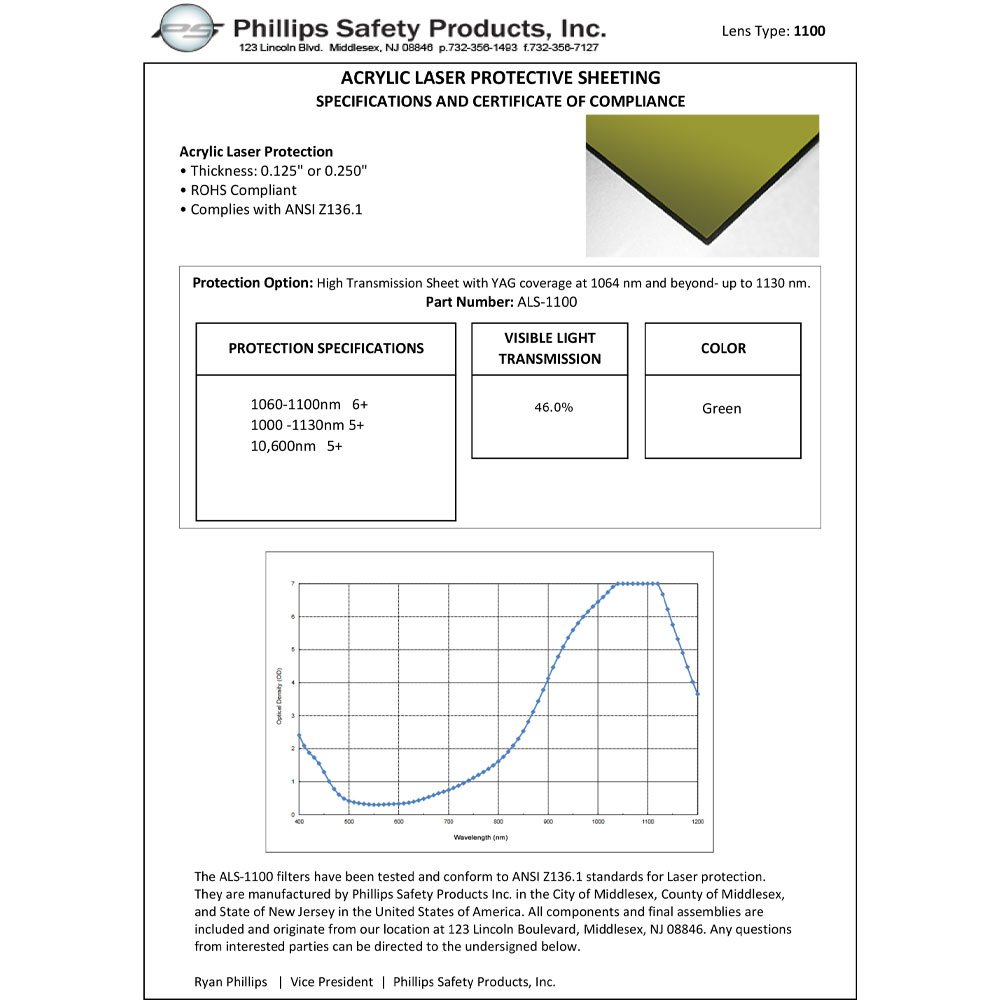 ALS 1100 Laser Protective Acrylic Sheet, Green - Image 2