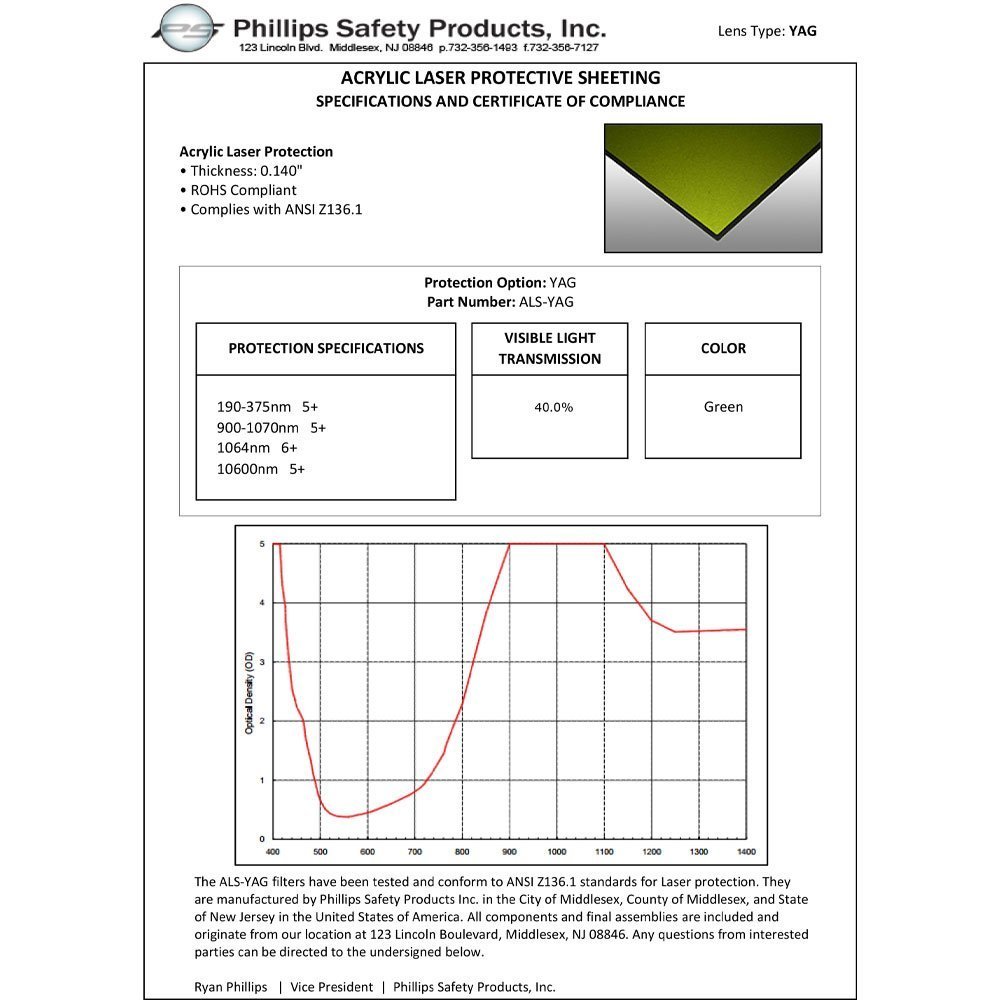 ALS-YAG Near IR Acrylic Laser Sheet, Pale Green - Image 2