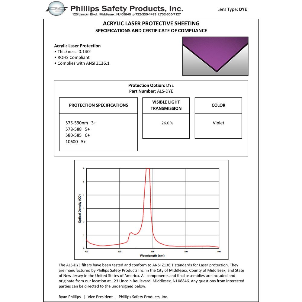 DYE Laser Protective Acrylic Sheet, Violet - Image 2
