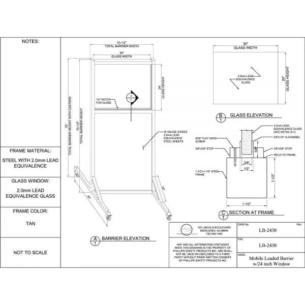 Mobile Leaded Barrier, LB-2430 - Image 2