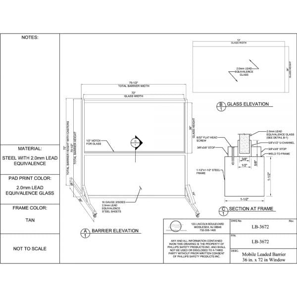 Mobile Leaded Barrier, LB-3672 - Image 2