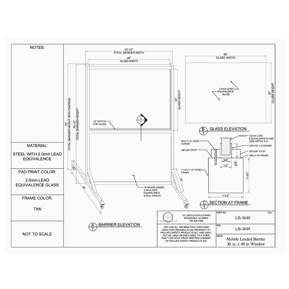 Mobile Leaded Barrier with Window, LB-3648 - Image 5