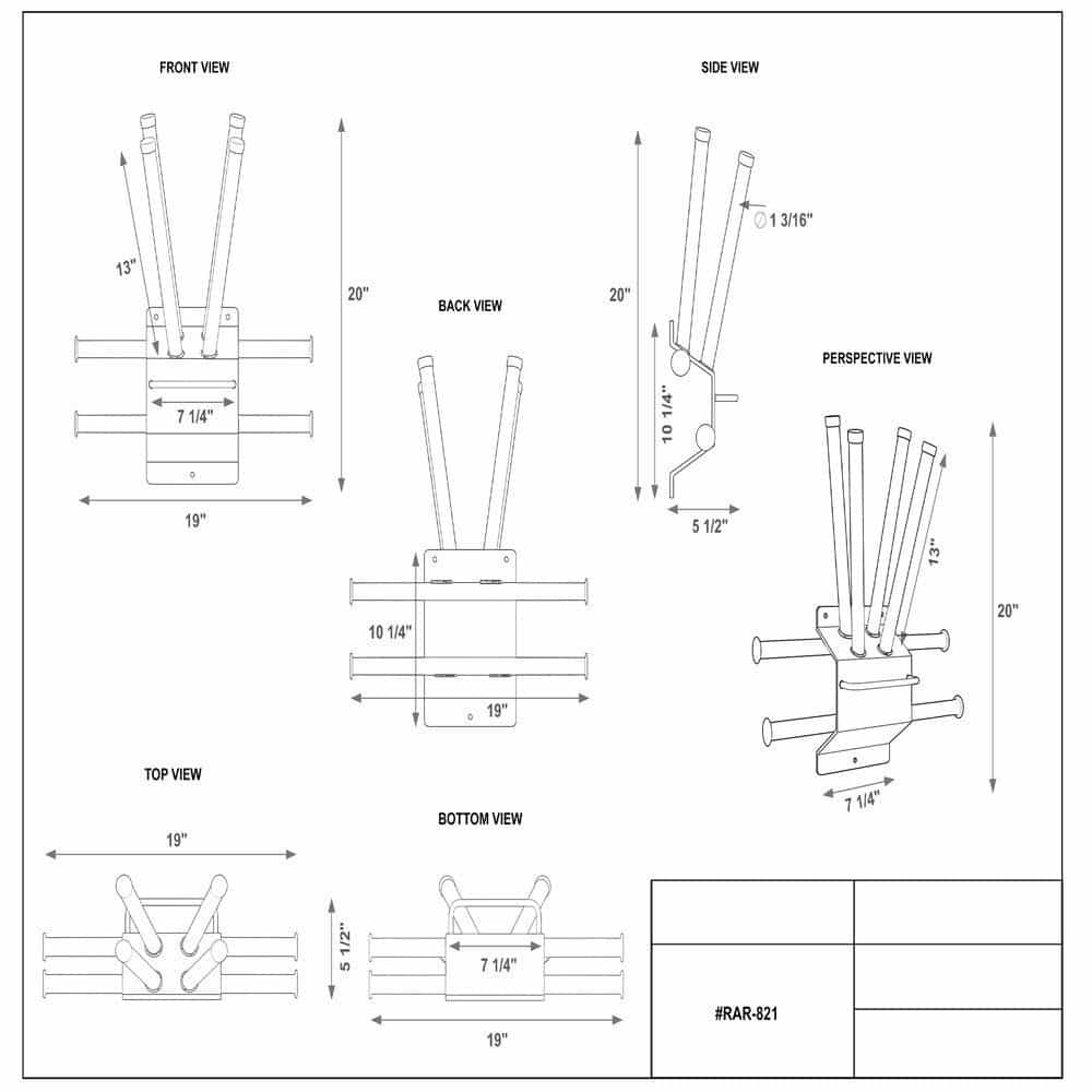 Wall Mounted Steel Multi Apron and Glove rack, with Two Bars and Four Glove Holders #RAR-821 - Image 4