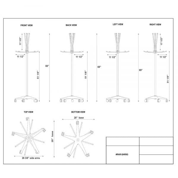 8-Peg Spyder Apron Rack with Glove Holder, #RAR-SAR8G - Image 3