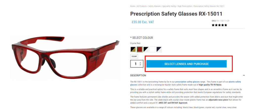 Buy Prescription Safety Glasses online Step 1