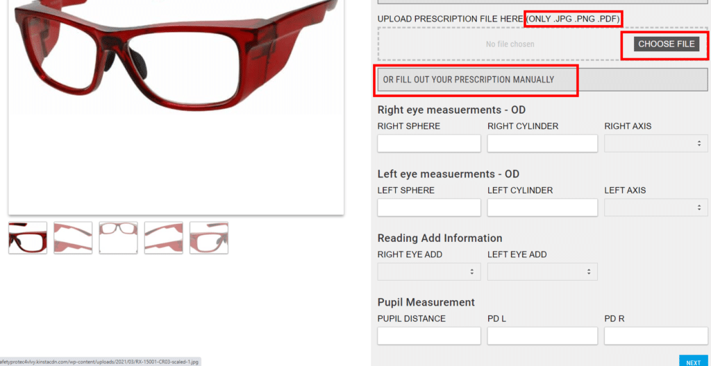 Buy Prescription Safety Glasses online Step 3